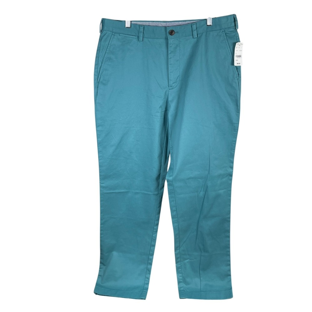New Brooks Brothers Clark Fit Chino Pants Mens 36x32 Stretch Teal Flat Front‎
